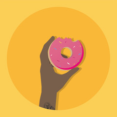 Illustration of hand holding donut