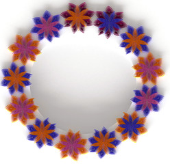 Obraz premium Paper Art Quilling Filigree Floral Vignette Wreath Frame - Sweet 3D Render Papercraft Holiday Flower Bouquet for Greeting Card 