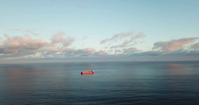 Aerial view of an offshore oil installation