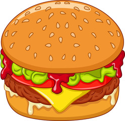 Cartoon burger isolated on white background