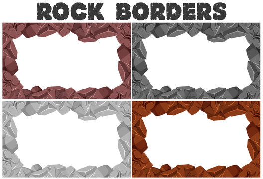 Four borders of rocks in different colors