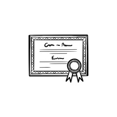 Graduation certificate hand drawn outline doodle icon