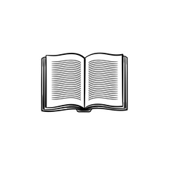 Open student book hand drawn outline doodle icon