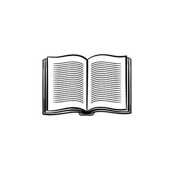 Open student book hand drawn outline doodle icon