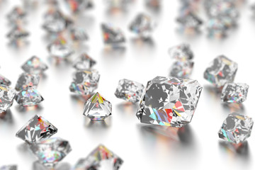 3D rendering Luxury diamonds on white background