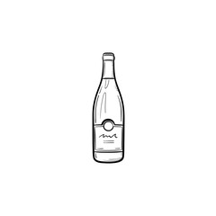 Wine bottle hand drawn outline doodle icon. Vector sketch illustration of champagne bottle of wine for print, web, mobile and infographics isolated on white background.