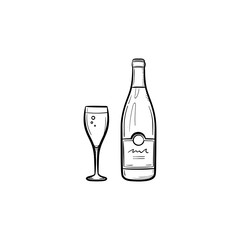 Wine bottle hand drawn outline doodle icon