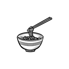 Bowl of noodles hand drawn outline doodle icon