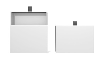 two blank boxes branding mockup on isoleted on white background . 3d rendering