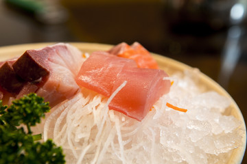 Famous seafood restaurant in Taiwan, Japanese cuisine sashimi, fish fresh meat fresh,