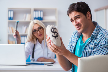 Male patient angry at expensive healthcare bill