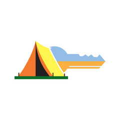 Camping Key Logo Icon Design
