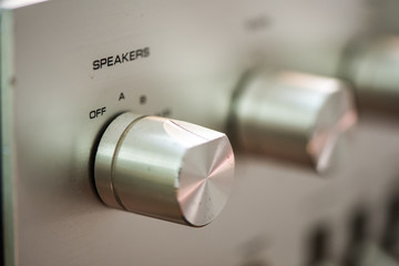 control knob of vintage hi-fi amplifier