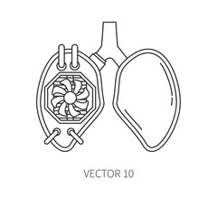 Bionic lungs and trachea prosthesis line icon. Bionic prosthesis. Biotechnology futuristic medicine. Future technology. Medical artificial mechanical robot implant sign and symbol. Transplantation.