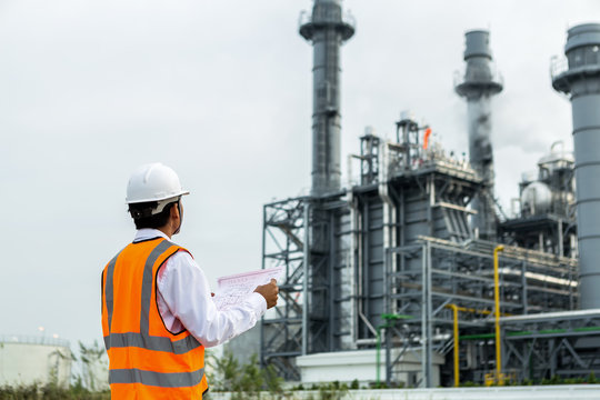 Engineer Is Checking Gas Turbine  Power Plant