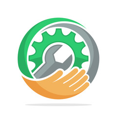 icon logo with the concept of mechanical repair solution