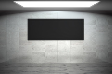 blank billboard located in subway for advertising mockup concept. 3d illustration