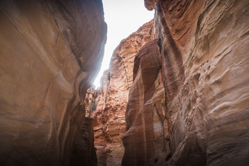 Siq canyon, which goes to the ancient city Petra and rocks in it