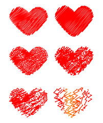 Grunge hearts set, Valentine day, vector illustration vintage design element.