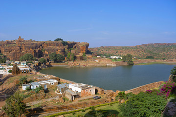 Fototapeta na wymiar Agastya lake, Badami, Karnataka