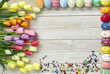 Easter festival with colorful easter eggs