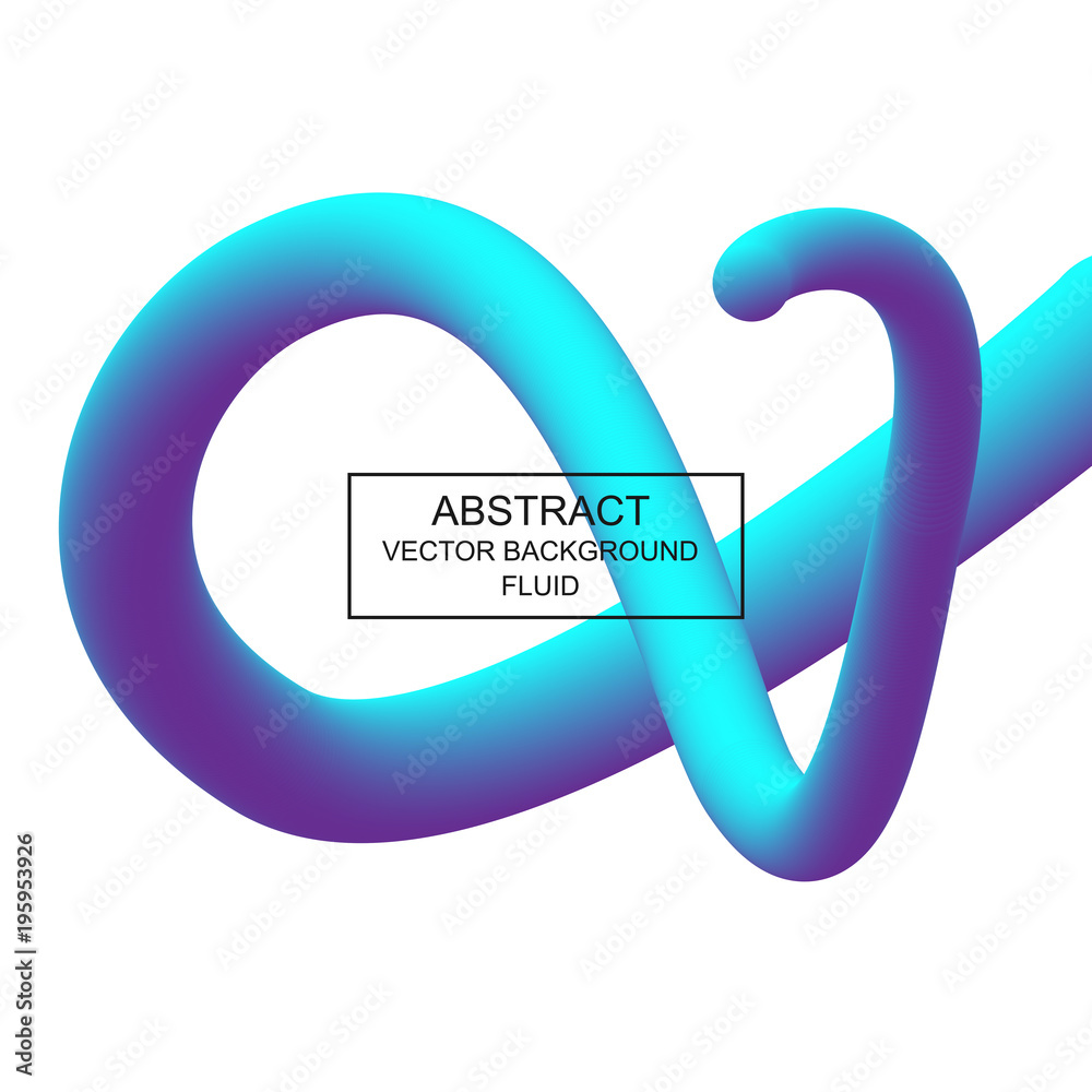 Poster Abstract 3d fluid curved line. Liquid shape on white background. Vibrant saturated colors gradient swirled stream. Vector illustration.