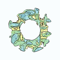 Abstract colorful circle alien style vector frame