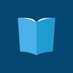 Blue book icon in flat style