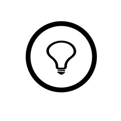 Lamp sign. Illumination technology symbol. Light Bulb circle button with flat web icon. Vector