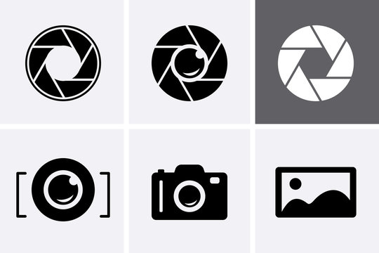 Camera Shutter, Lenses and Photo Camera Icons set.