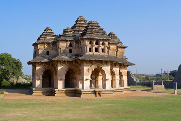 Fototapeta na wymiar Lotus Mahal, General view of facade, Hampi Monuments, Karnataka