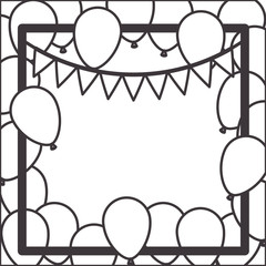 balloons air party with garlands decorative frame vector illustration design