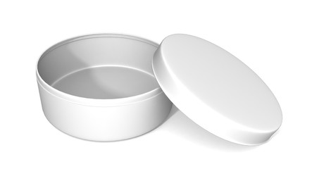 realistic round open white box of cookies, 3d Illustration Isolated On White Background. Mock Up Template Ready For Your Design.