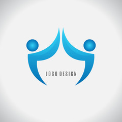 logo businessman blue Set design. vector on white background