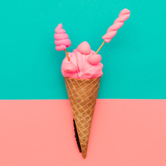 Candy Ice cream Sweet Fashion art. Minimal Flatlay