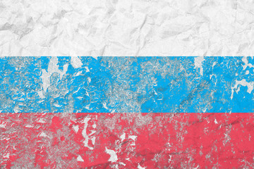 Flag Of Russian Federation. Vintage style. Old wall texture. Faded background.