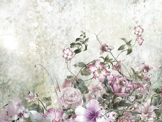 Fototapety  Malarstwo akwarela streszczenie kolorowe kwiaty. Wiosna wielokolorowa w .naturze