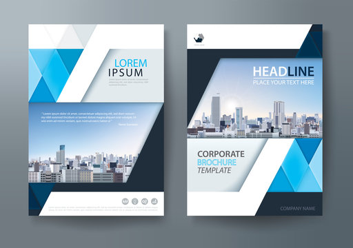 Blue annual report brochure flyer design template, Leaflet cover presentation, book cover, layout in A4 size