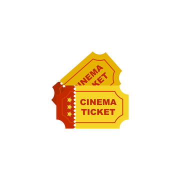 Vector illustration, simple movie tickets icon isolated on a white background