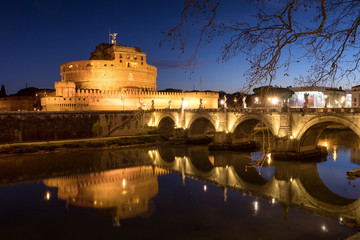 Rome Sant' Angelo Castle by night