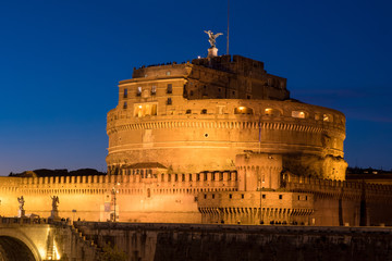Rome Sant' Angelo Castle by night