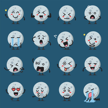 Moon character emoji set