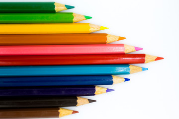 Color pencils on with background. Image use for idea, art concept