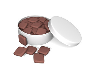 realistic round open white box of cookies, 3d Illustration Isolated On White Background. Mock Up Template Ready For Your Design.
