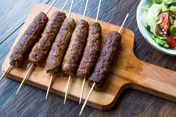Balkan Cevapcici Kofta / Kofta with Wooden Skewers and Salad
