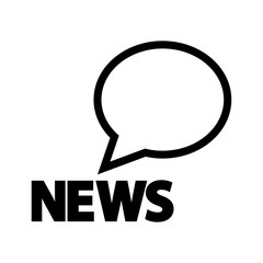 Icono plano NEWS y burbuja en color negro