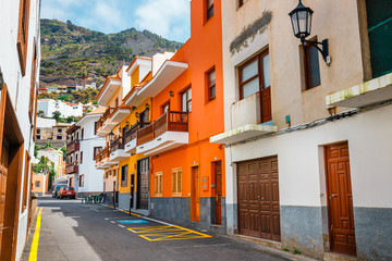 Colorful buildings on the streets of Garachico, Tenerife, Canary Islands, Spain