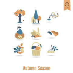 Set of Flat Autumn Icons