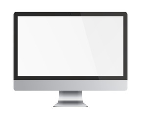 Computer monitor display with blank screen isolated on white background. Vector illustration.