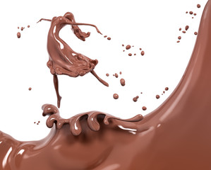 Splash chocolate isolated 3d rendering
